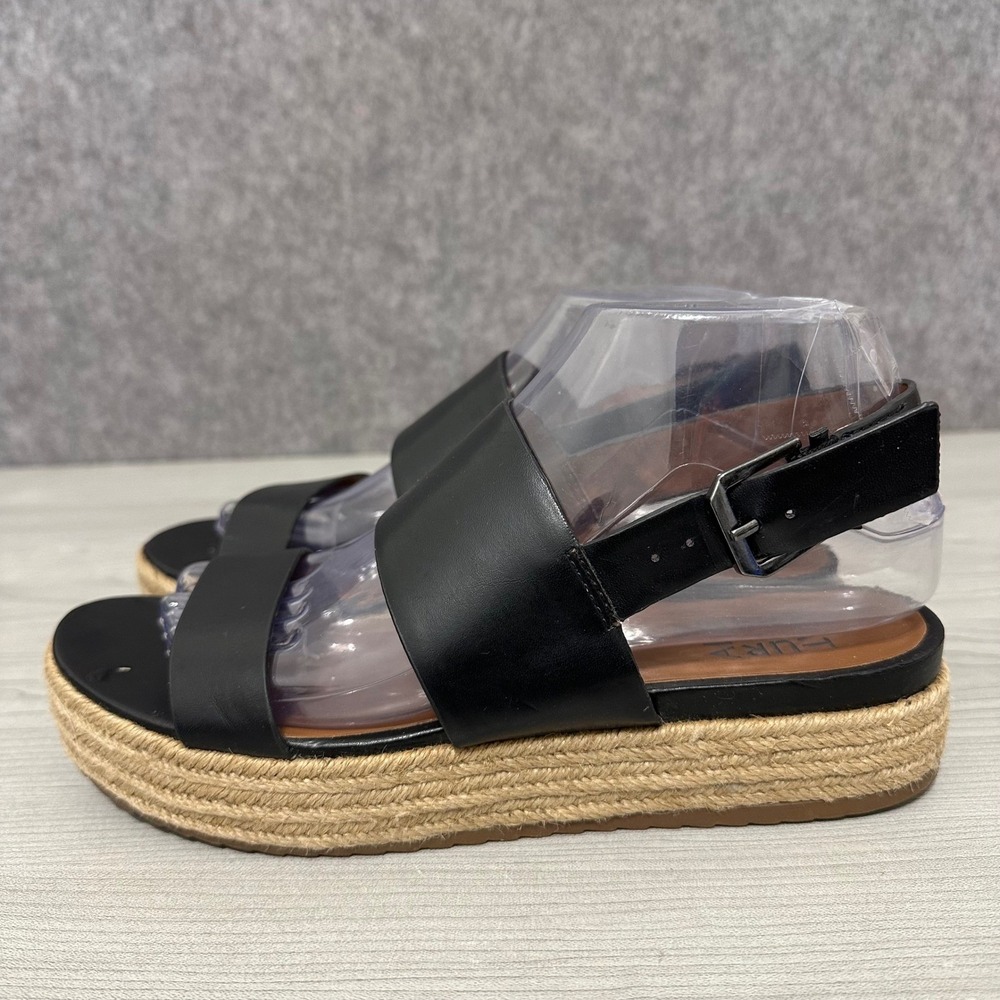 Naturalizer Espadrille Platform Sandals Black Leather Ankle Strap Women 7.5 - Picture 4 of 10